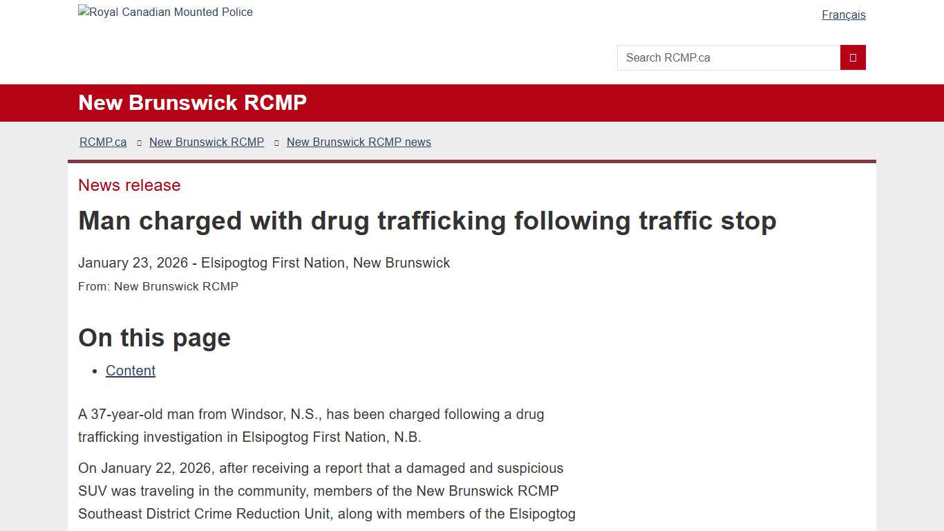 Man charged with drug trafficking following traffic stop Royal Canadian Mounted Police